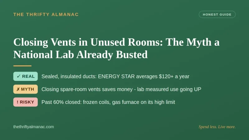 Closing Vents in Unused Rooms: The Myth a National Lab Already Busted