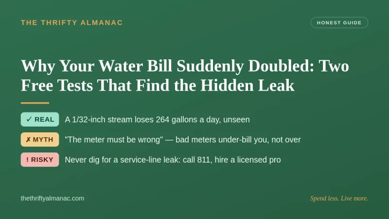 Why Your Water Bill Suddenly Doubled: Two Free Tests That Find the Hidden Leak